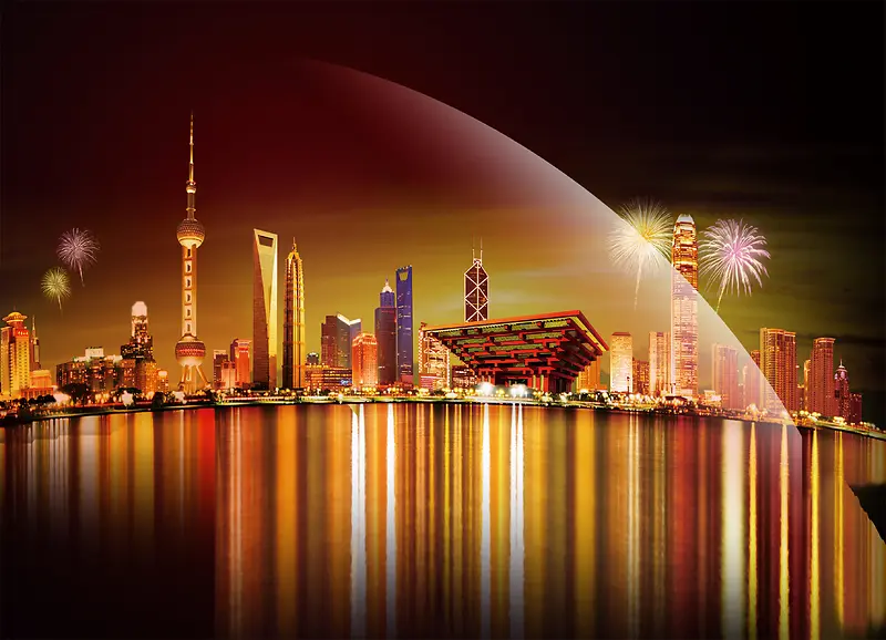 上海黄浦江畔夜景旅游海报