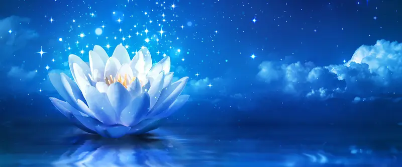 蓝色渐变花朵背景装饰