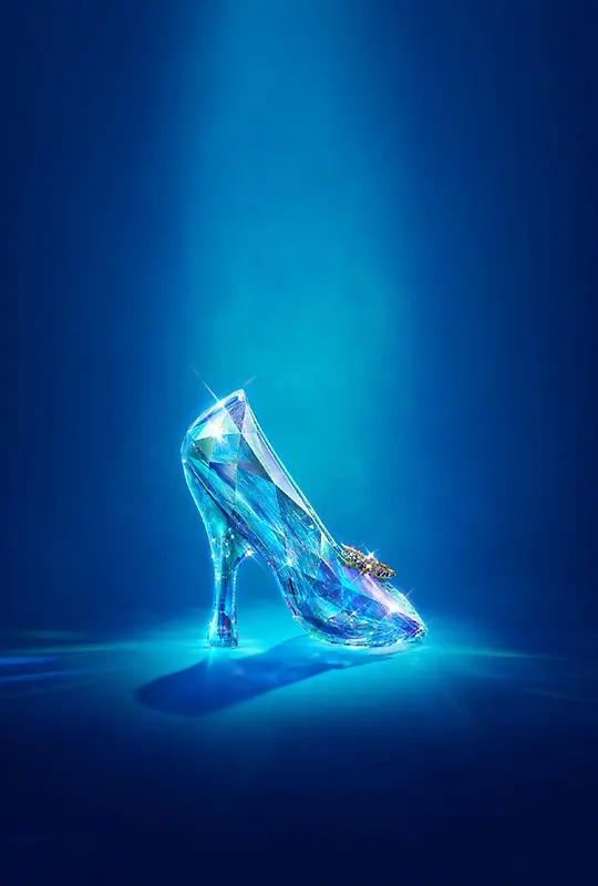 蓝色聚光灯下的水晶鞋海报背景素材
