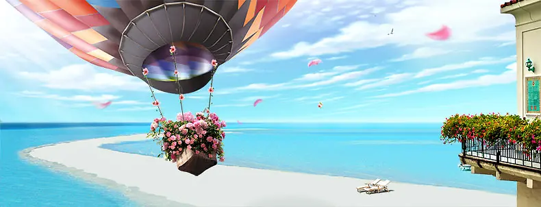 浪漫热气球海报背景