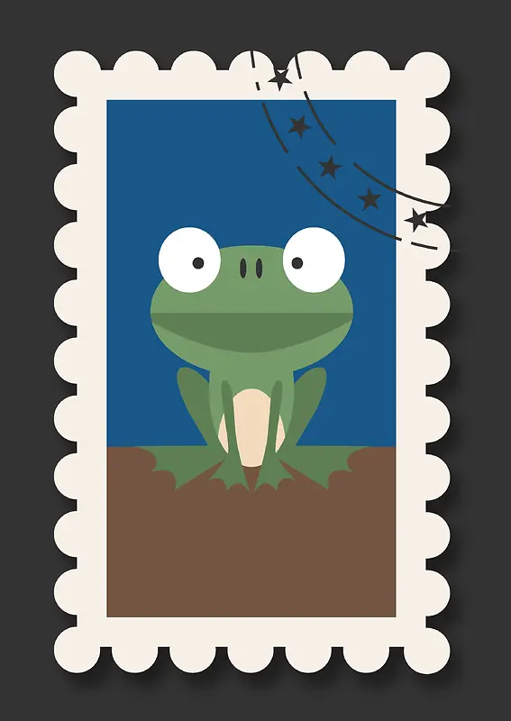 创意卡片卡通手绘青蛙邮票背景