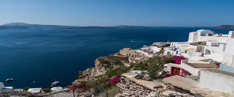 浪漫希腊爱琴海高清旅游海报背景图