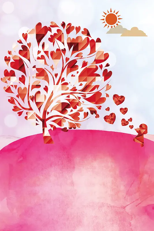 爱心之树让爱成长公益广告海报背景素材