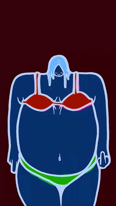 卡通手绘胖女人H5背景图