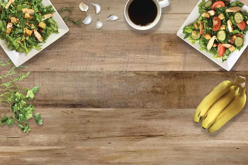 美式写实美食餐饮食材蔬菜沙拉咖啡海报背景