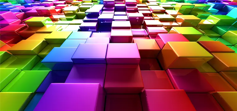 彩色立体方块方形背景