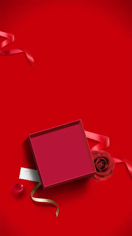 礼物丝绸红色渐变玫瑰浪漫情侣求婚结婚婚贴