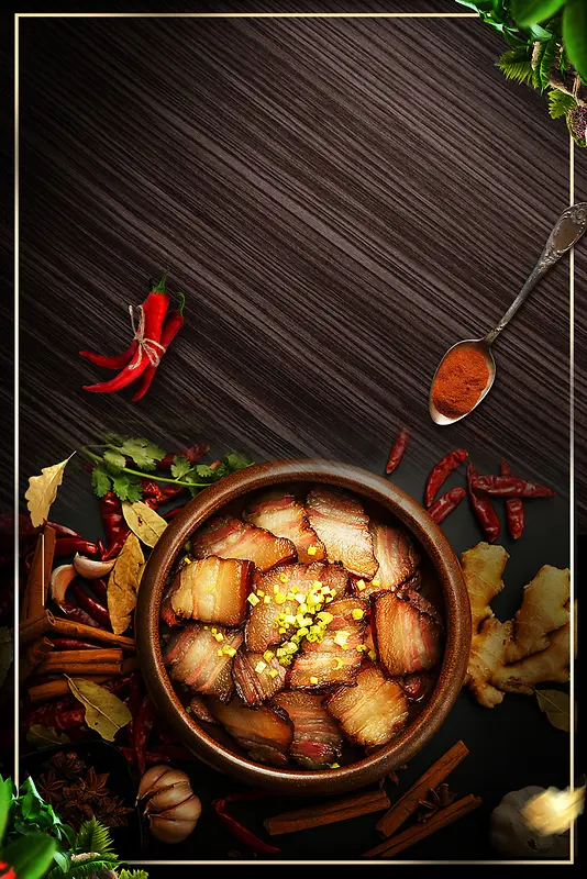 质感创意腊肉美食海报背景