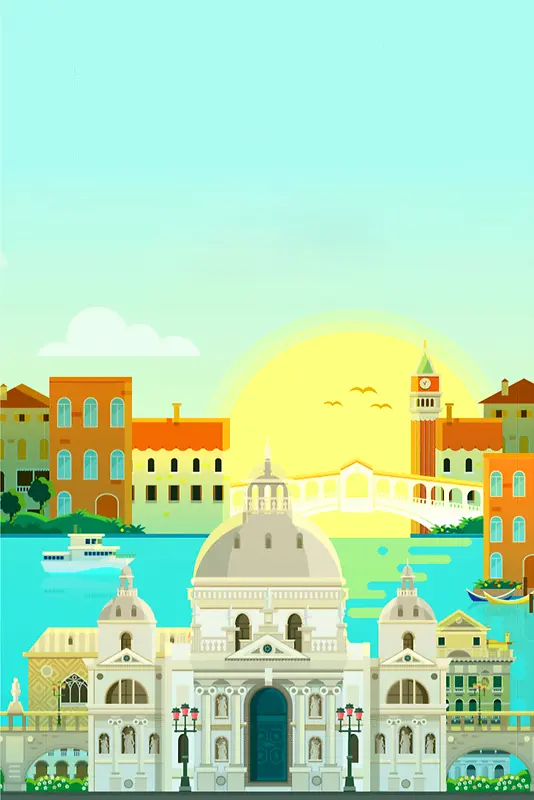 浪漫意大利威尼斯旅游海报