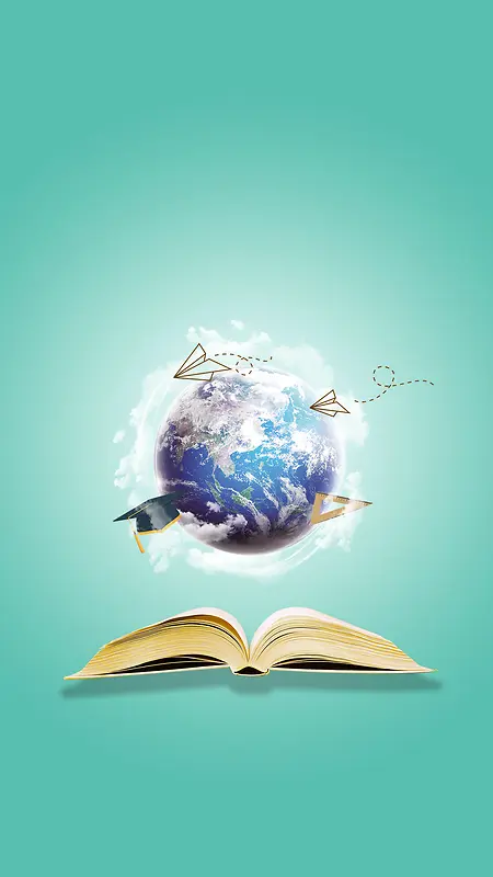 学校学习教育书本地球学术帽H5背景素材