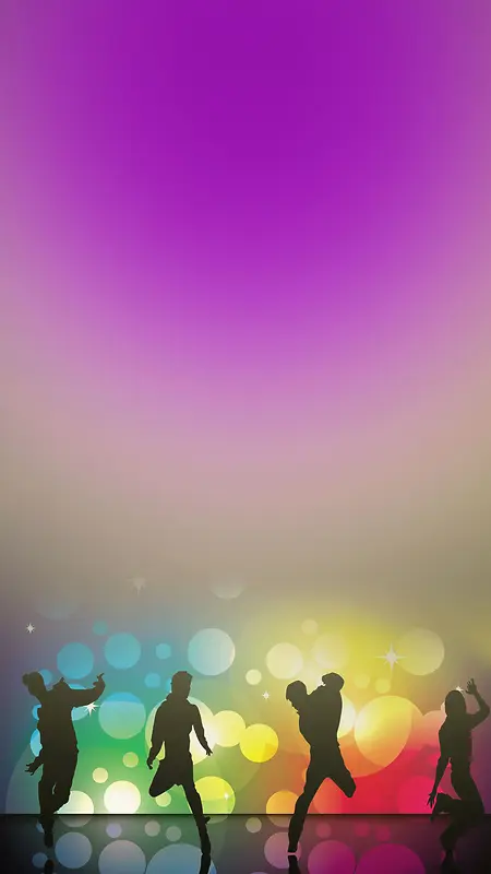 人物剪影跳舞紫色H5背景