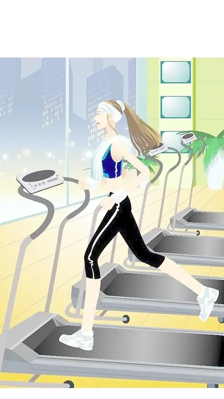 健身房跑步机运动场景背景图