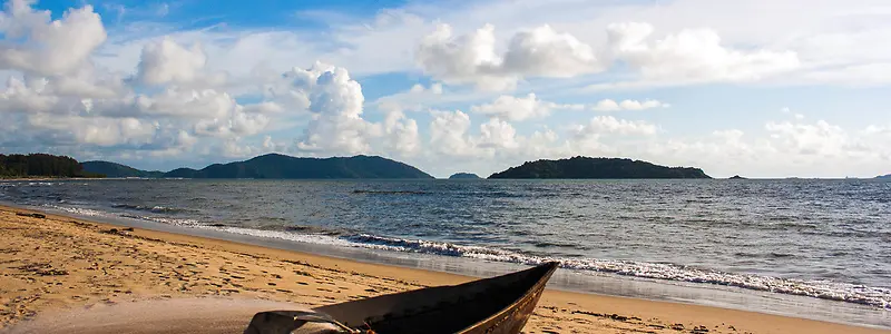 蓝天白云大海海滩风景背景