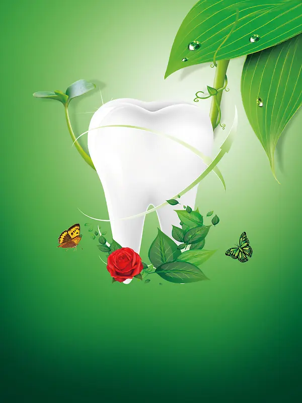 保护牙齿绿色环保海报背景素材