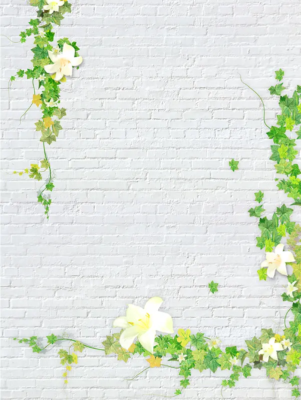 简约创意绿色花朵华腾墙面墙体背景素材