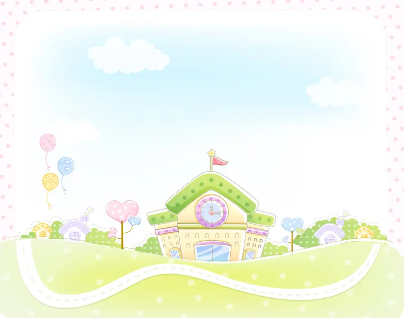 可爱卡通建筑背景