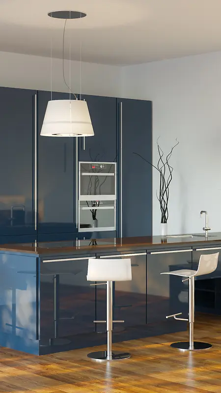 深蓝色不锈钢厨房柜H5背景素材