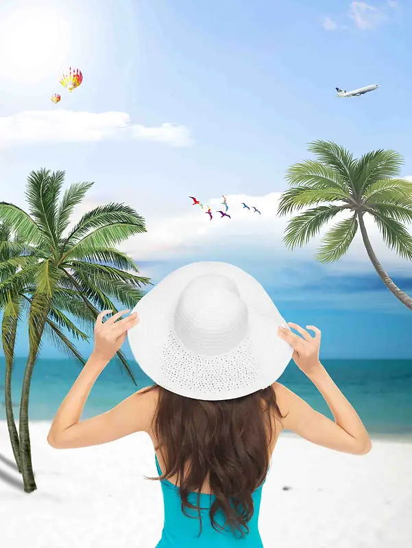 清新海南美丽游旅宣传海报背景模板