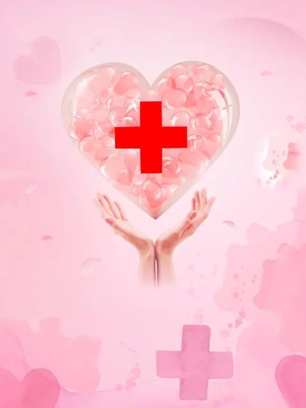 粉色温馨爱心国际护士节海报背景