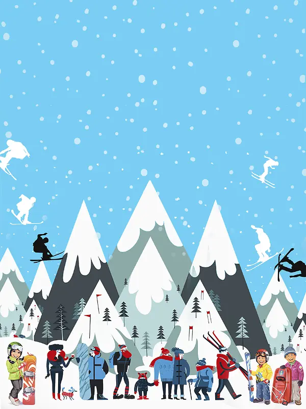 创意手绘冬季爱运动宣传海报背景素材