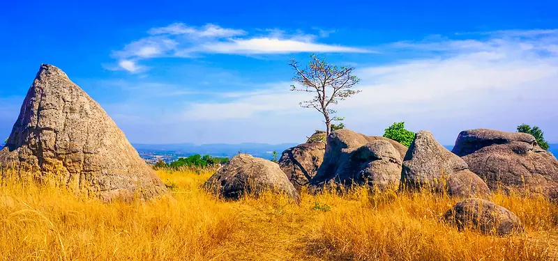 草原岩石背景图