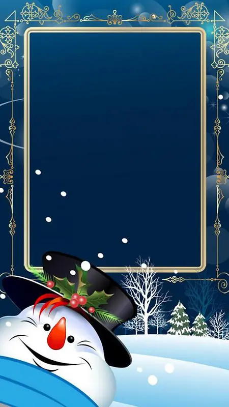 深蓝色雪人圣诞背景图
