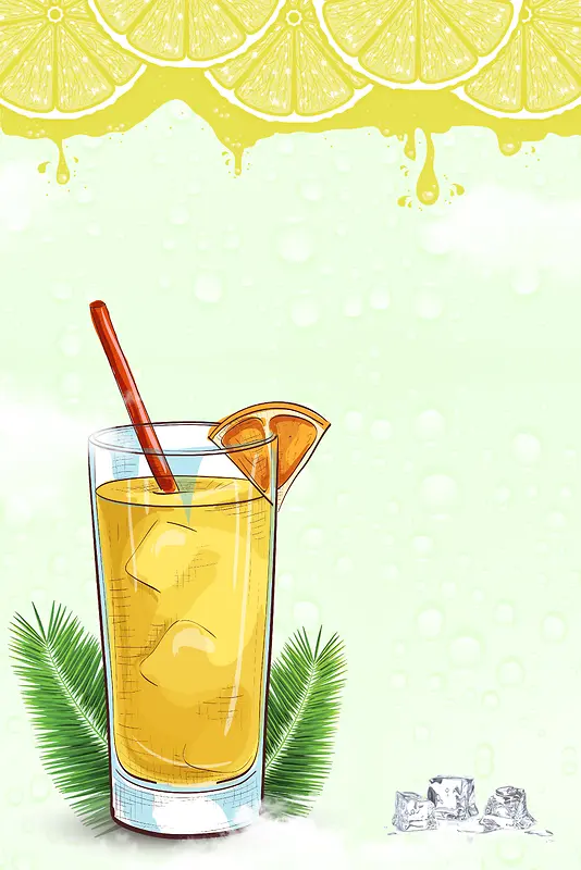 矢量小清新夏季果汁饮料海报背景