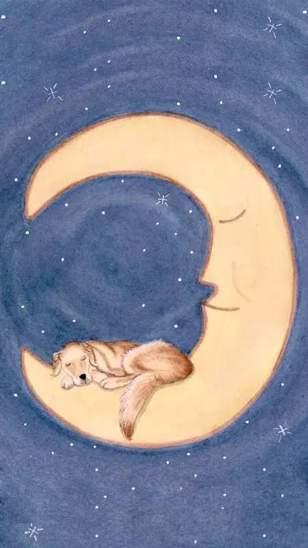 手绘月亮上的狗H5背景