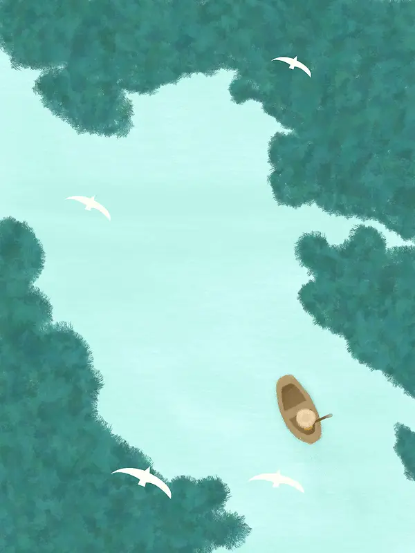 风景绿色简约手绘插画背景