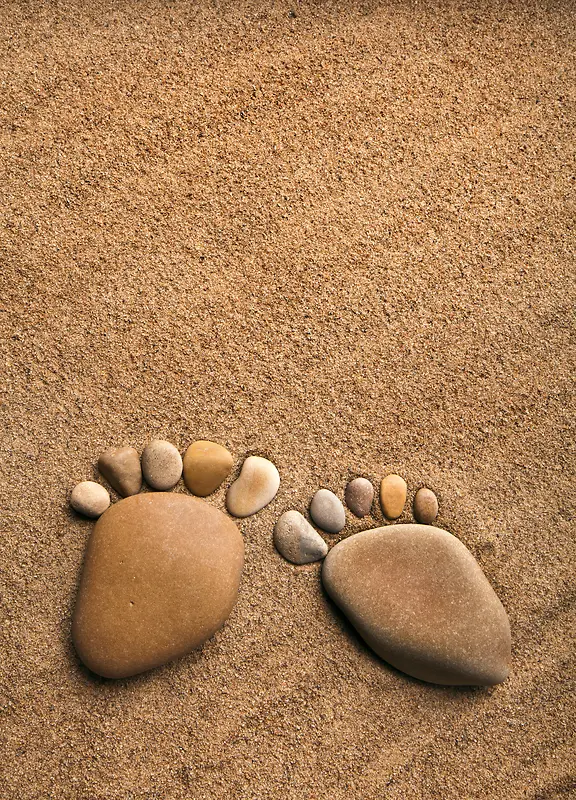 沙石脚印创意背景素材