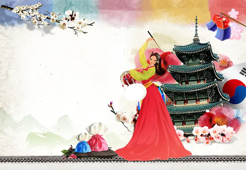 魅力韩国之旅旅游海报背景