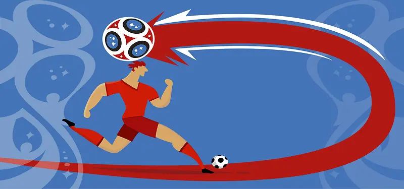 手绘卡通2018俄罗斯世界杯体育运动banner