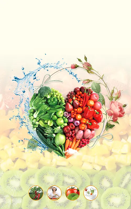 新鲜蔬菜专业配送彩页海报背景素材