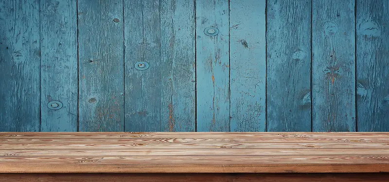 蓝色木板和原色木板