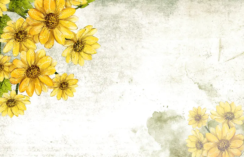 黄色手绘花朵背景