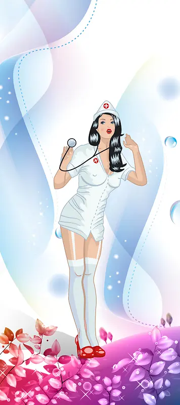 护士节美女护士卡通海报背景