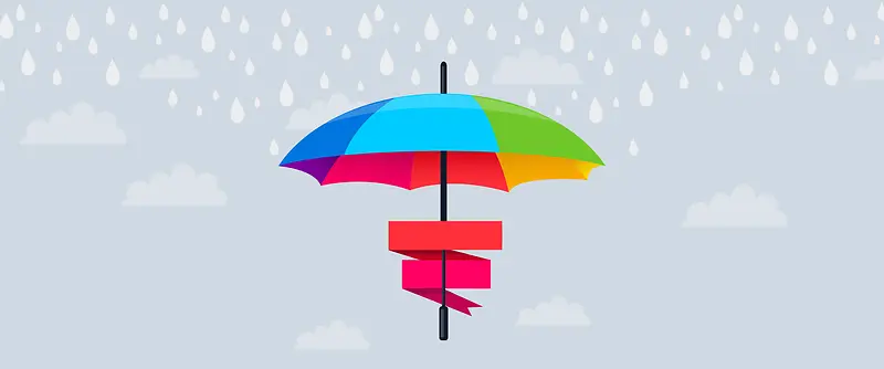 彩虹色雨伞设计背景
