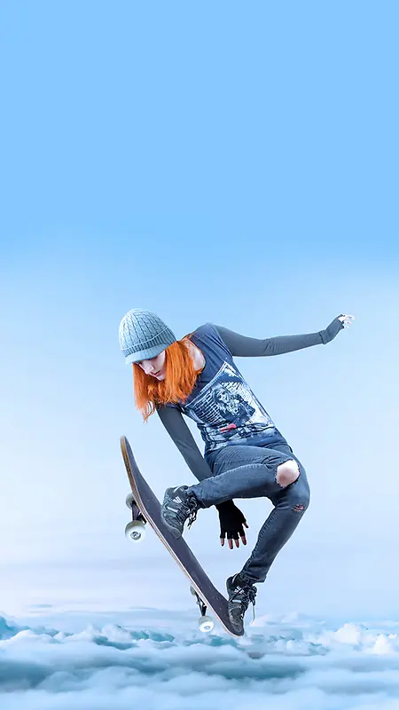 玩滑板的女孩H5背景