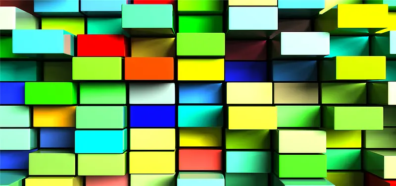 彩色立体方块方形横幅背景