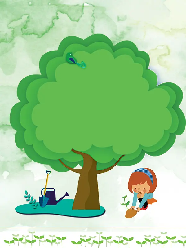 植树节卡通种树公益环保海报背景素材