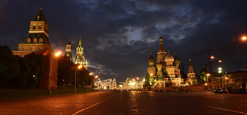 俄罗斯夜晚城市唯美风景海报banner