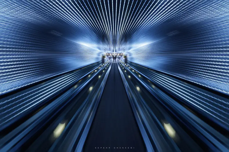 蓝色科技公路隧道背景素材