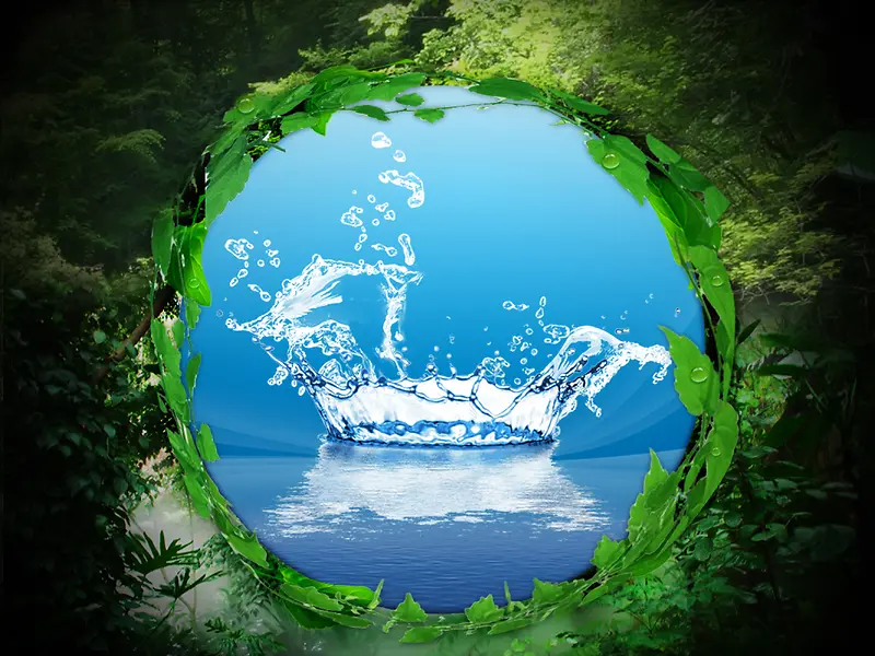 绿色背景蓝海净水器海报背景素材