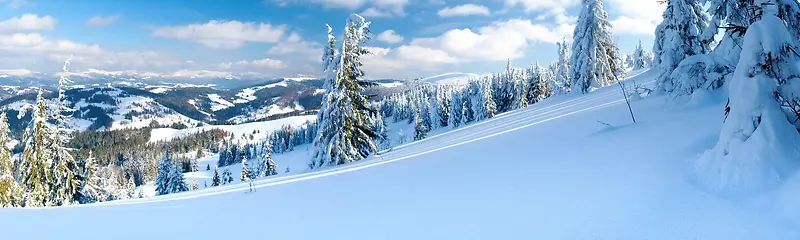  冬天雪景banner创意设计