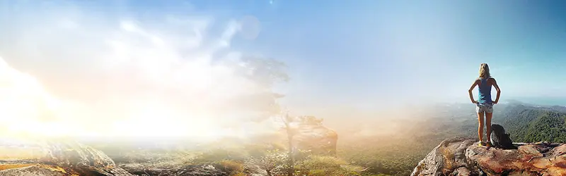 站在山顶的人背景