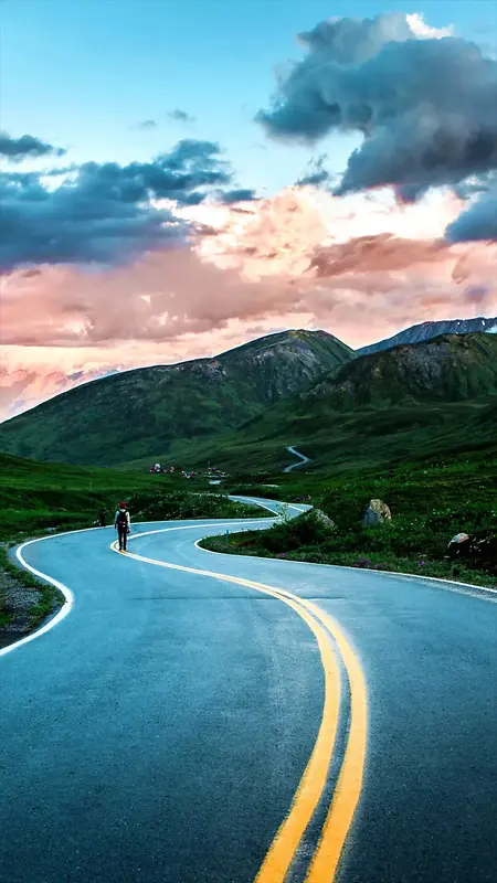 天空户外公路H5背景