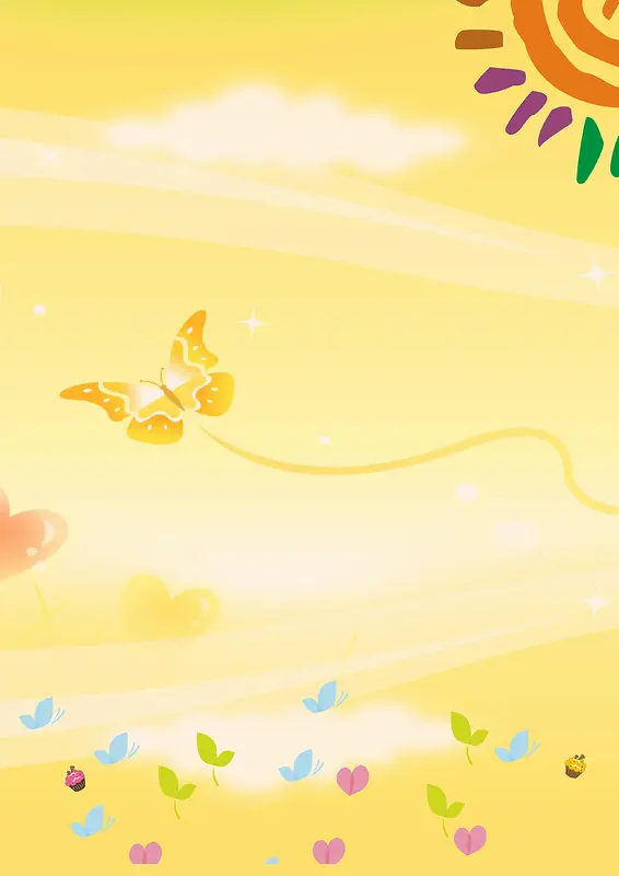 卡通黄色蝴蝶背景素材