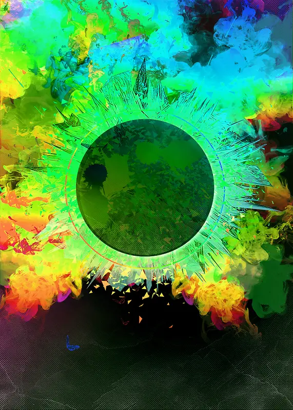 炫彩 水墨  绚丽 红蓝 艺术