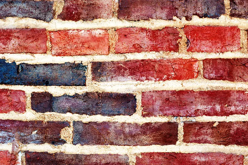 红色做旧复古质感砖墙背景