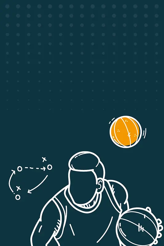 手绘卡通篮球球赛运动员海报背景素材